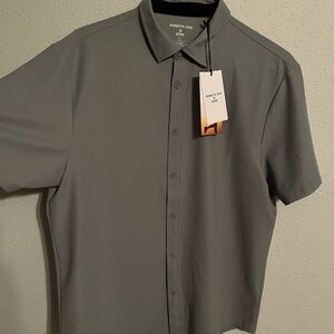 Kenneth Cole Short Sleeve Button-Down Shirt - Gray